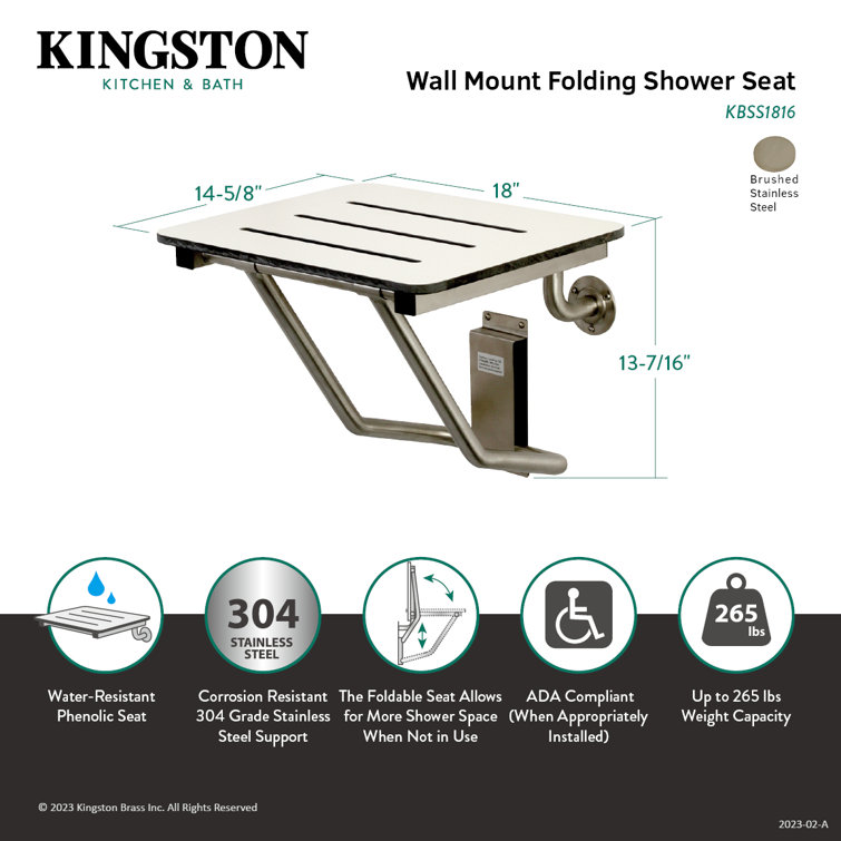 Kingston Brass Adascape Wall Mount Fold Down Shower Chair Wayfair